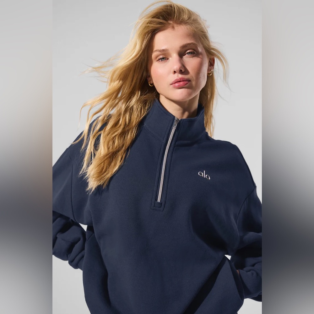Alo Yoga Accolade 1/4 Zip Pullover Navy Size Small [NEW] [MSRP: $148]